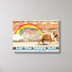 Dog and Rainbow Graffiti Canvas Print