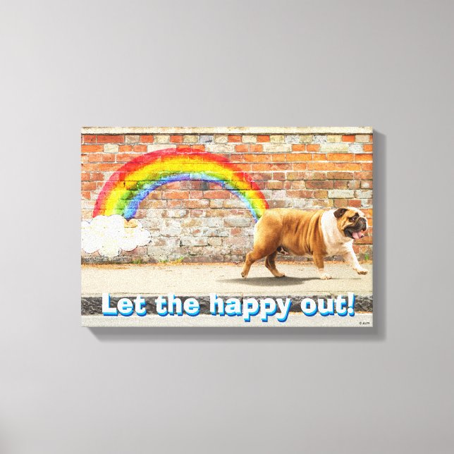 Dog and Rainbow Graffiti Canvas Print (Front)