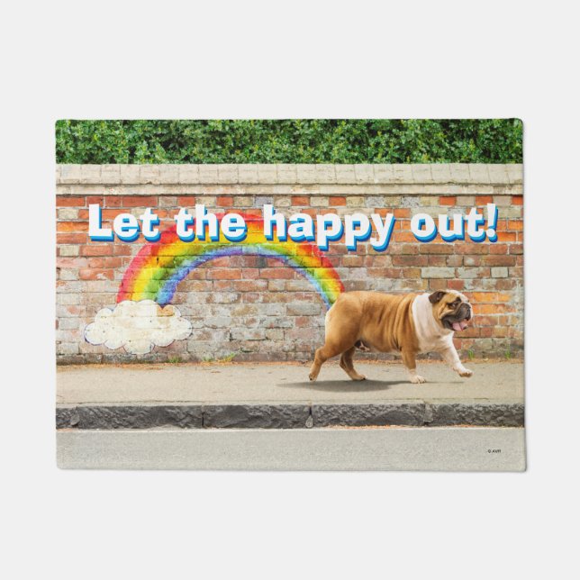 Dog and Rainbow Graffiti Doormat (Front)