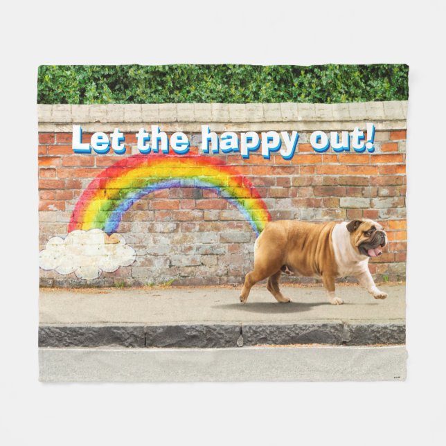 Dog and Rainbow Graffiti Fleece Blanket (Front (Horizontal))