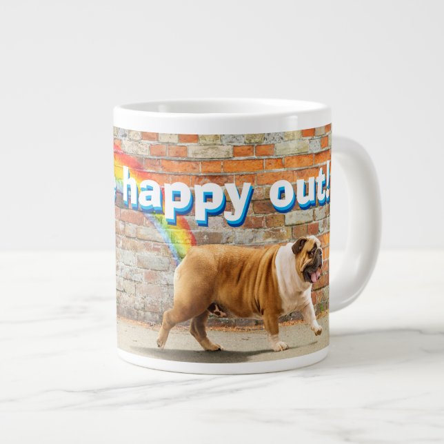 Dog and Rainbow Graffiti Giant Coffee Mug (Front Right)