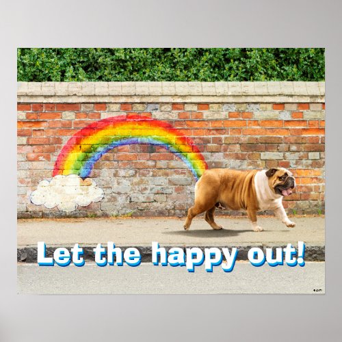 Dog and Rainbow Graffiti Poster