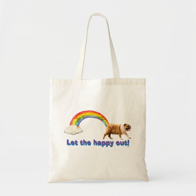 Dog and Rainbow Graffiti Tote Bag (Front)