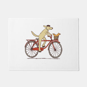 Dog and Squirrel are Friends  Whimsical Animal Art Doormat
