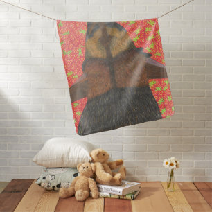 Dog and strawberry blanket