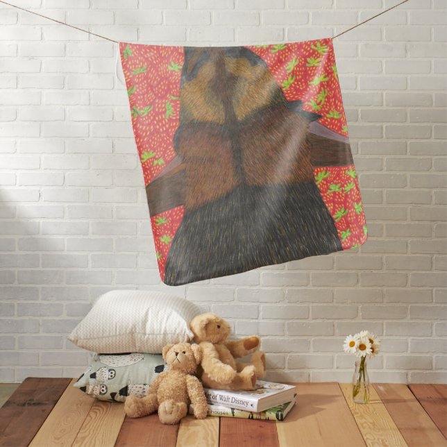 Dog and strawberry blanket (In Situ)