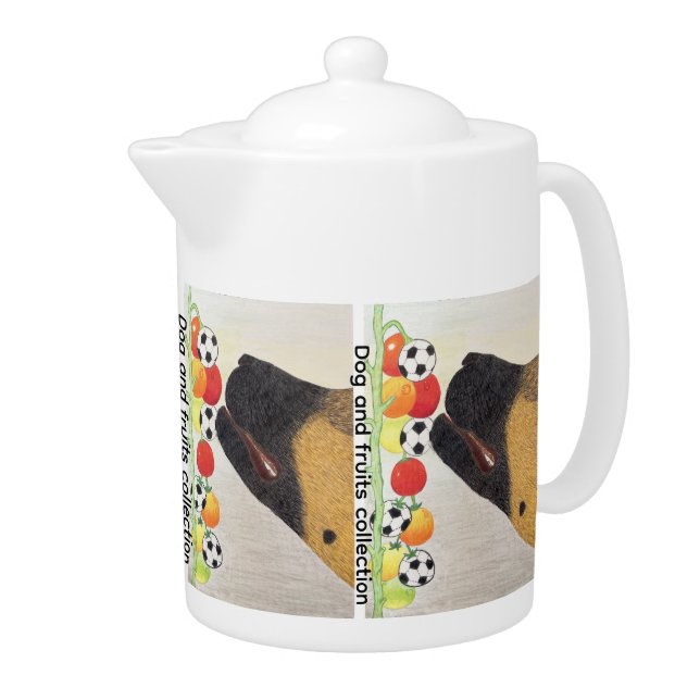 Dog and tomatoes teapot (Right)