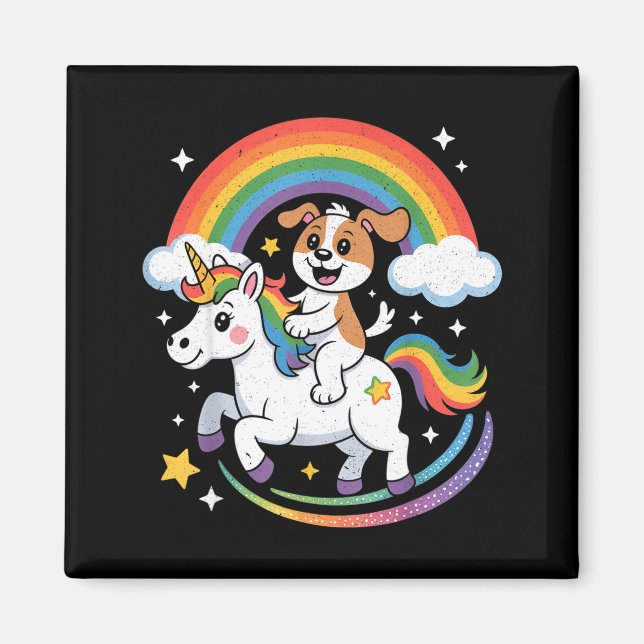 Dog And Unicorn Space Galaxy Rainbow Dogs  Magnet (Front)