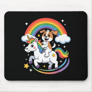 Dog And Unicorn Space Galaxy Rainbow Dogs Mouse Pad