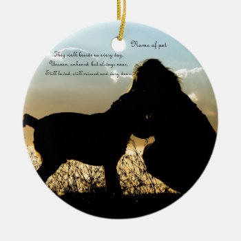 Dog And Woman In Sunset Ceramic Ornament by Paws_At_Peace at Zazzle