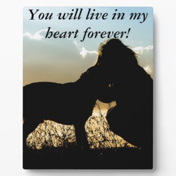 Dog And Woman In Sunset Plaque by Paws_At_Peace at Zazzle