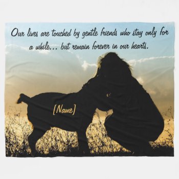 Dog And Woman Sunset Silhouette Fleece Blanket by Paws_At_Peace at Zazzle