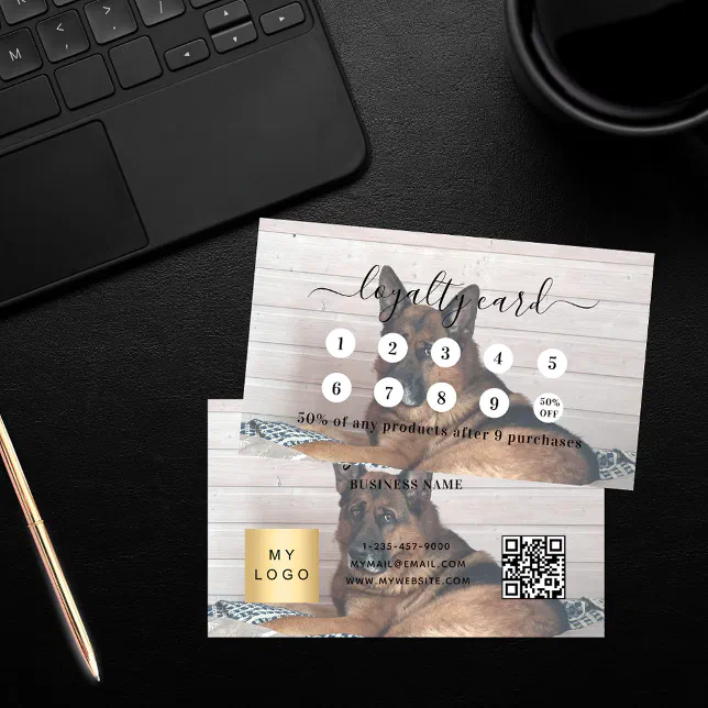 Dog animal photo qr code business logo loyalty card | Zazzle