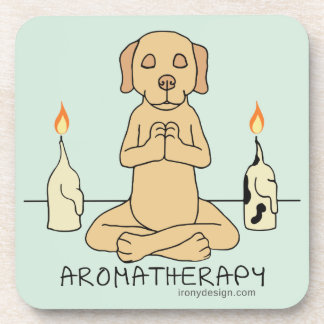 Dog Aromatherapy Meditation Funny Cartoon Beverage Coaster