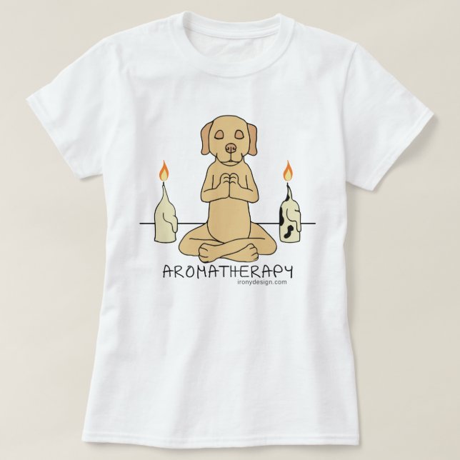 Dog Aromatherapy Meditation Funny Cartoon T-Shirt (Design Front)
