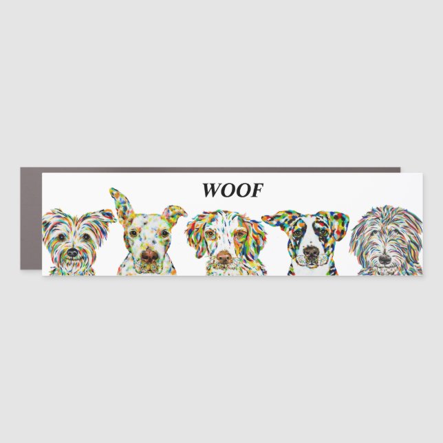 Dog Art Bumper Sticker Car Magnet (Front)