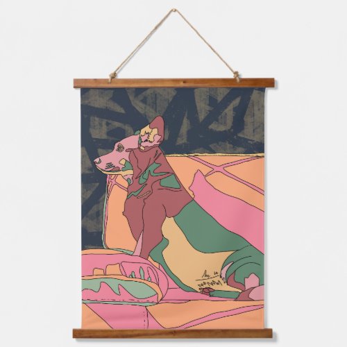 Dog Art  Chloe Wood Topped Wall Tapestry