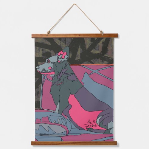 Dog Art  Chloe Wood Topped Wall Tapestry