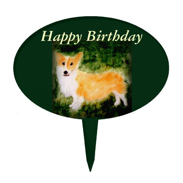 Dog Art Cute Corgi Cake Topper (Front)