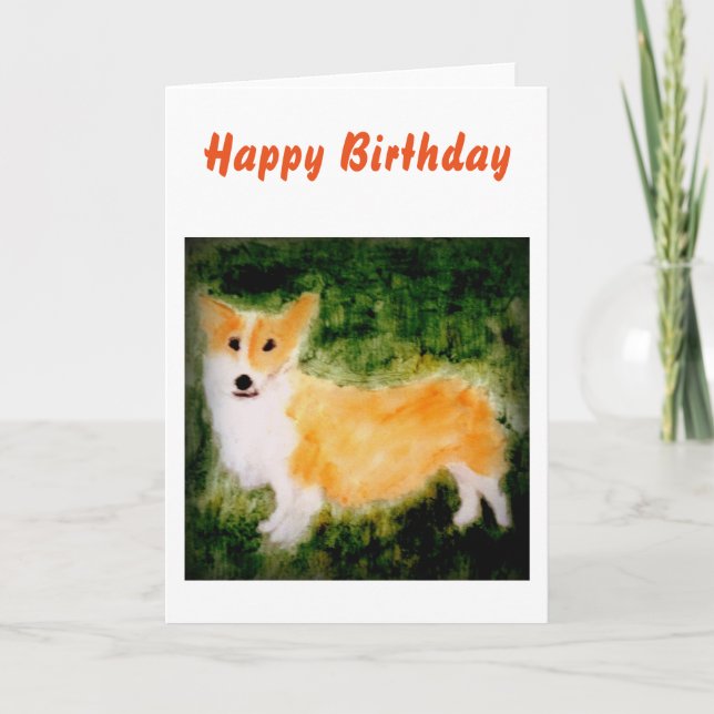 Dog Art Cute Corgi Card (Front)