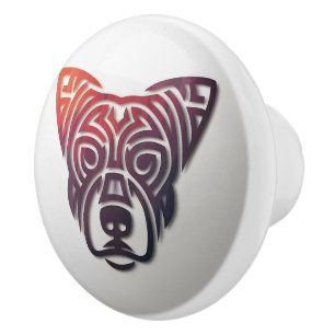 Dog Art Design Handle Pull Ceramic Knob