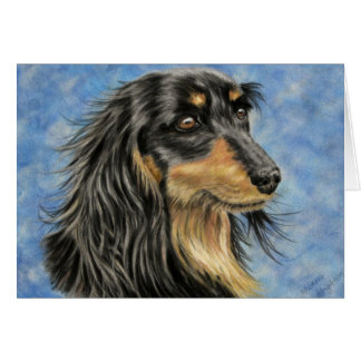 Dog Art - Long Haired Dachshund Art Marcus Cards