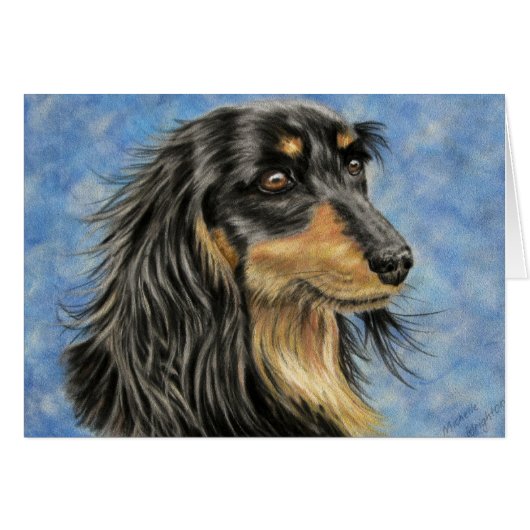 Dog Art - Long Haired Dachshund Art Marcus Cards (Front Horizontal)