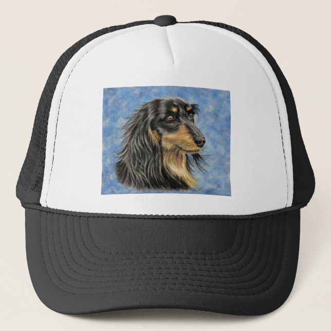 Dog Art - Long Haired Dachshund Art Marcus Trucker Hat (Front)