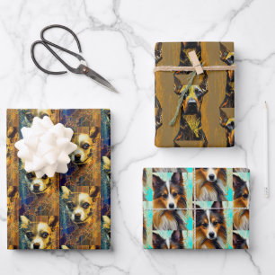 Dog Art Set Wrapping Paper Sheets