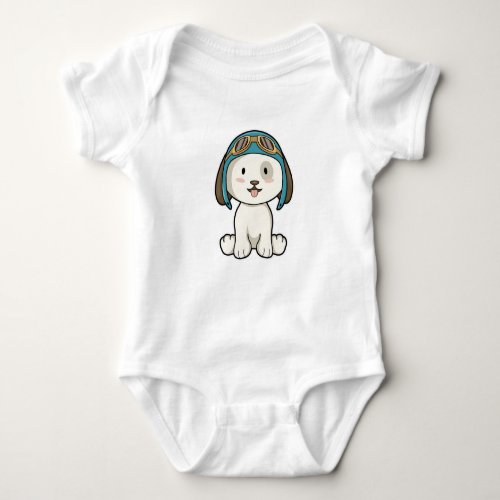 Dog as Aviator with Hat  Glasses Baby Bodysuit
