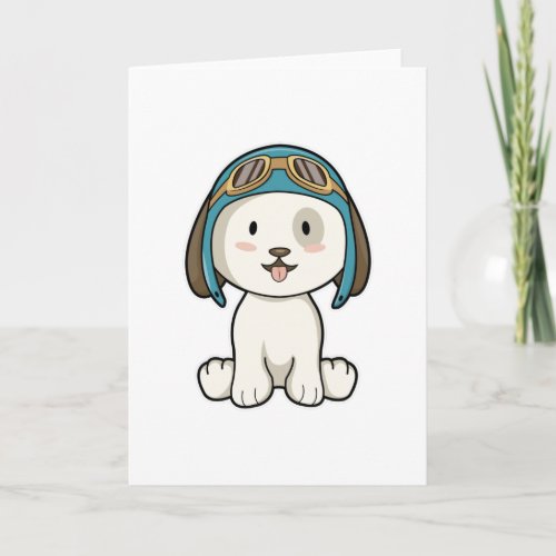 Dog as Aviator with Hat  Glasses Card