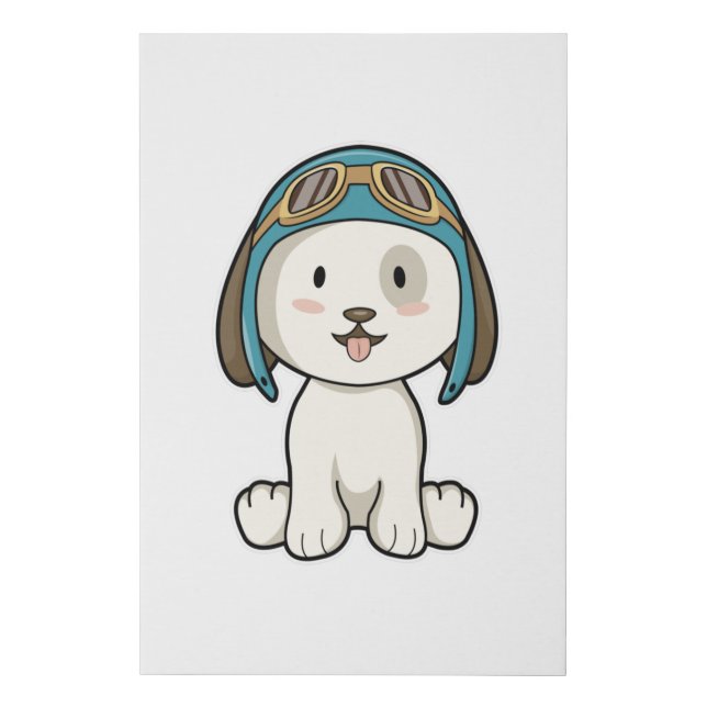 Dog as Aviator with Hat & Glasses Faux Canvas Print (Front)