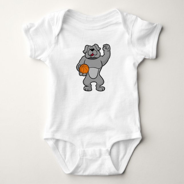 Dog as Basketball player with Basketball ball Baby Bodysuit (Front)