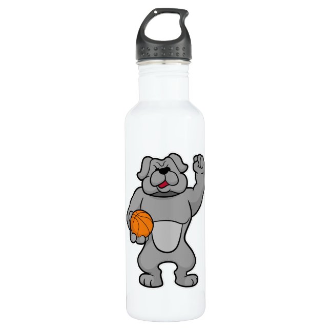Dog as Basketball player with Basketball ball Stainless Steel Water Bottle (Front)