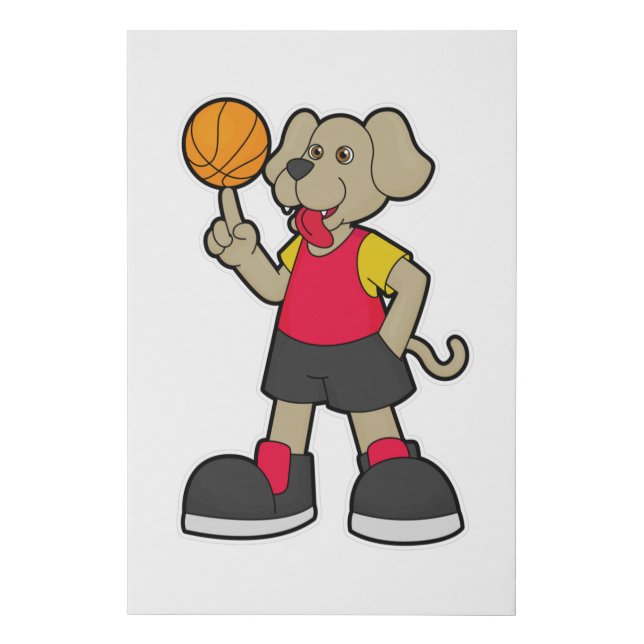 Dog as Basketball player with Basketball Faux Canvas Print (Front)