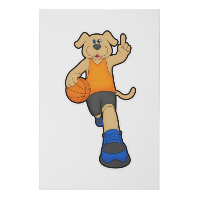 Dog as Basketball player with Basketball Faux Canvas Print (Front)