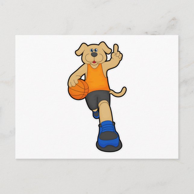 Dog as Basketball player with Basketball Postcard (Front)