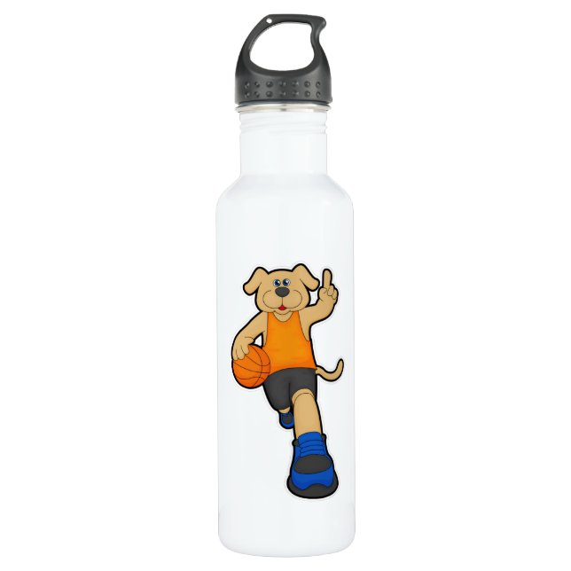 Dog as Basketball player with Basketball Stainless Steel Water Bottle (Front)