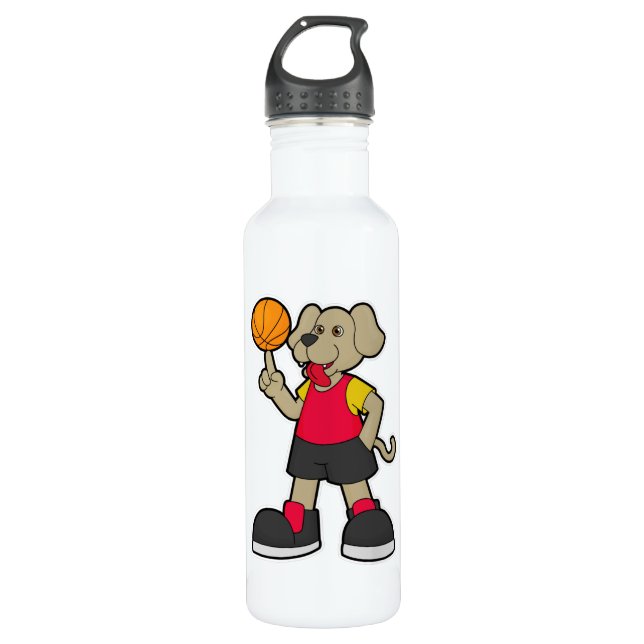 Dog as Basketball player with Basketball Stainless Steel Water Bottle (Front)