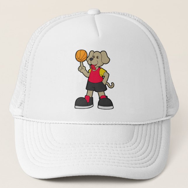 Dog as Basketball player with Basketball Trucker Hat (Front)