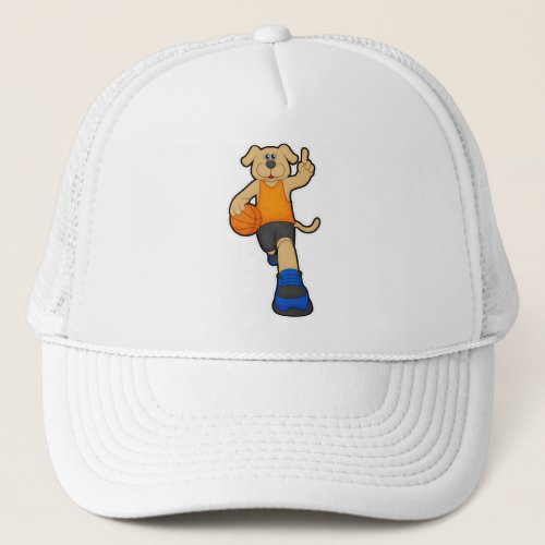 Dog as Basketball player with Basketball Trucker Hat