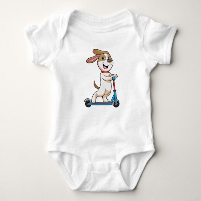 Dog as Biker with Scooter Baby Bodysuit (Front)