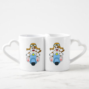 Dog as Biker with Scooter.PNG Coffee Mug Set
