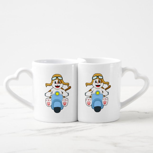 Dog as Biker with Scooter.PNG Coffee Mug Set (Front Nesting)