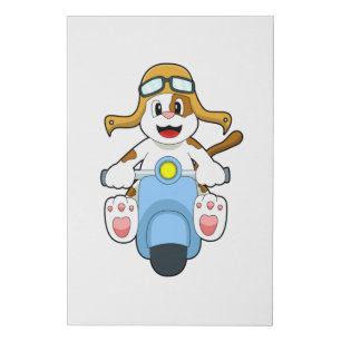 Dog as Biker with Scooter.PNG Faux Canvas Print