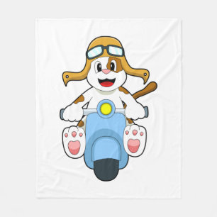Dog as Biker with Scooter.PNG Fleece Blanket