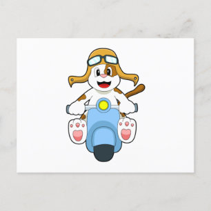 Dog as Biker with Scooter.PNG Postcard