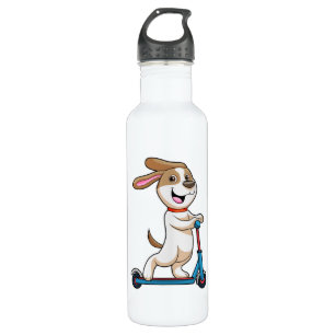 Dog as Biker with Scooter Stainless Steel Water Bottle
