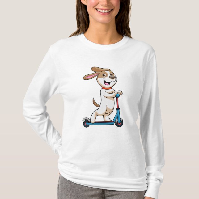 Dog as Biker with Scooter T-Shirt (Front)