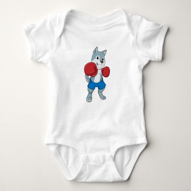 Dog as Boxer with Boxing gloves Baby Bodysuit (Front)